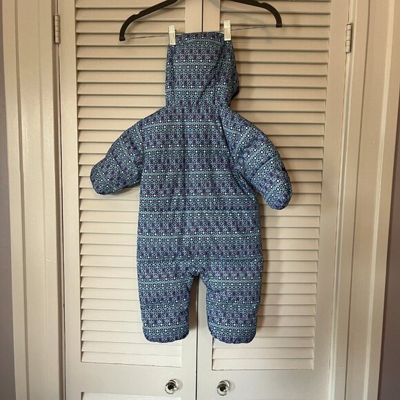 Columbia Snuggly Bunny Bunting baby snowsuit 3-6 months down hooded teal purple - Picture 8 of 14